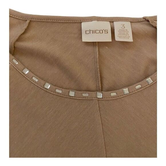 Chico’s Women’s Size 3/XL Brown Tan Pullover Top Long Sleeves Knit - Picture 4 of 10